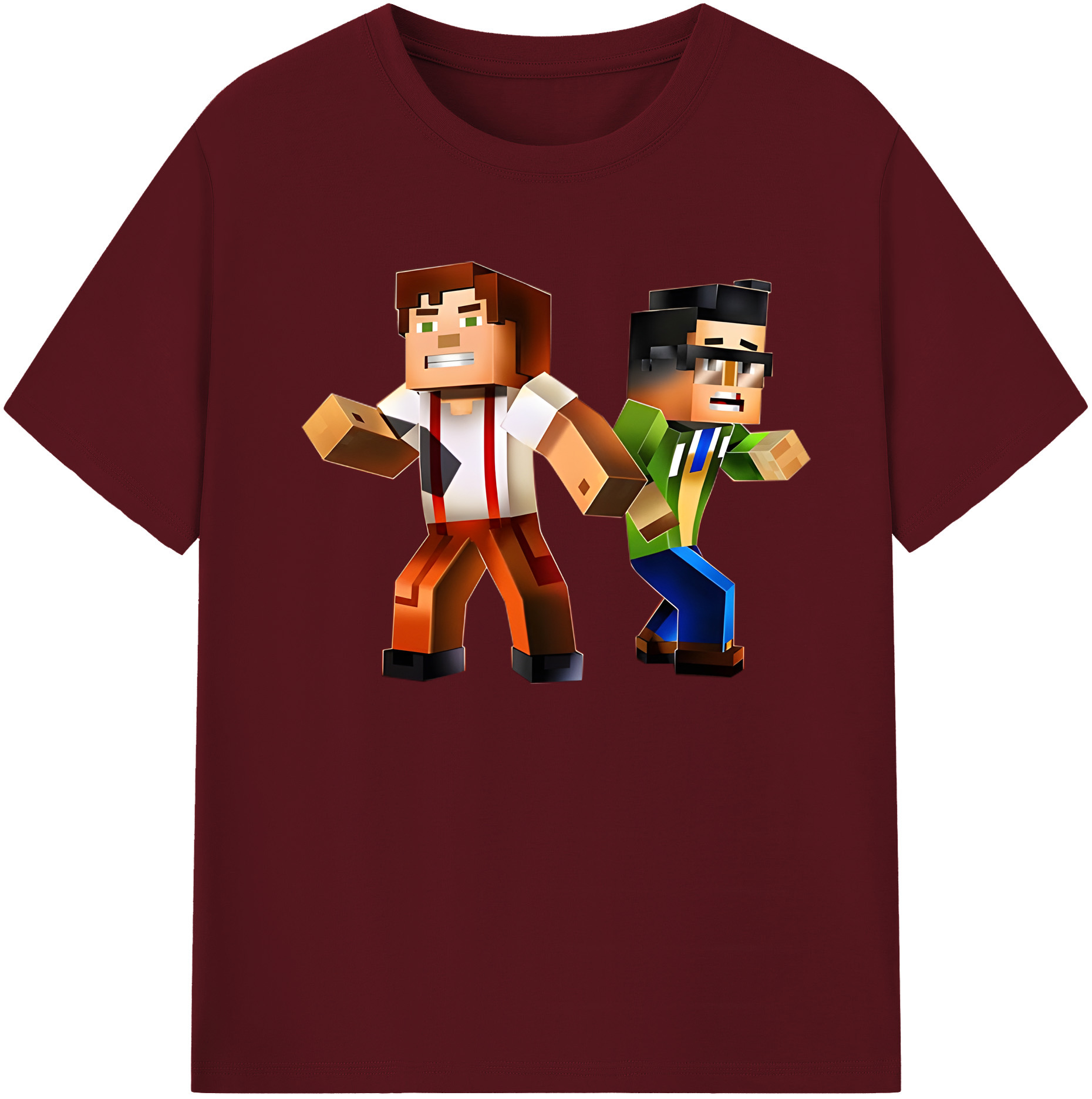 （画像用） マインクラフト ブロックの世界 Minecraft MC Block world 綿100％半袖Tシャツ（フロントプリント）
